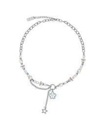 VVV（ブイブイブイ）の「オーロラ星真珠チェーンドロップサージカルネックレス（ネックレス）」