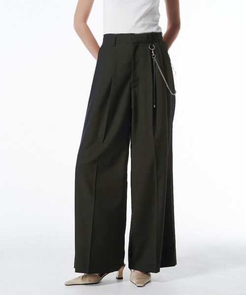 JOSE MOON（ジョゼムーン）の「CHAIN TACK PANTS/チェーンタックパンツ（スラックス・レディース・カーキ・38/36）」の2枚目の写真