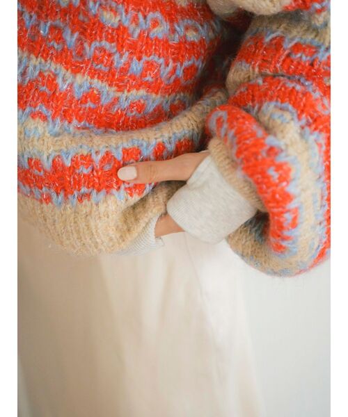 Ungrid（アングリッド）の「ローゲージラメニットカーディガン（カーディガン/ボレロ・レディース・ブルー/オレンジ/ブラウン・FREE）」の10枚目の写真