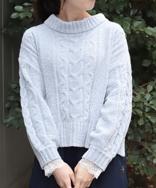 axes femme（アクシーズファム）の「モールヤーンニット（ニット/セーター・レディース・サックスブルー/ミント/パープル/ホワイト/ピンク・FREE）」の3枚目の写真