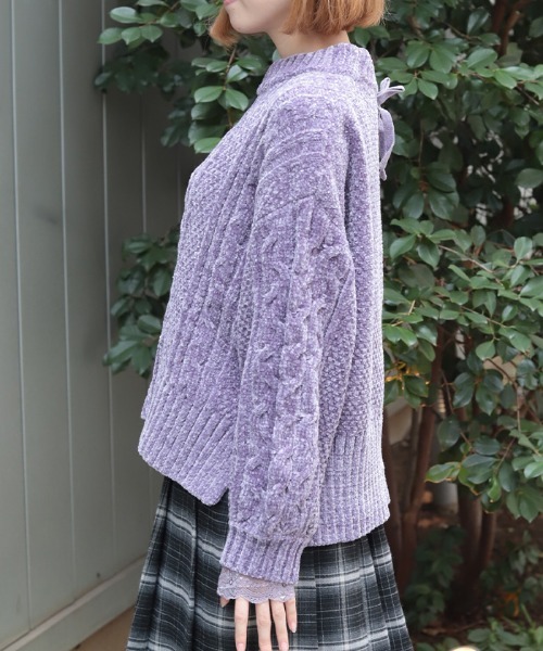 axes femme（アクシーズファム）の「モールヤーンニット（ニット/セーター・レディース・サックスブルー/ミント/パープル/ホワイト/ピンク・FREE）」の7枚目の写真