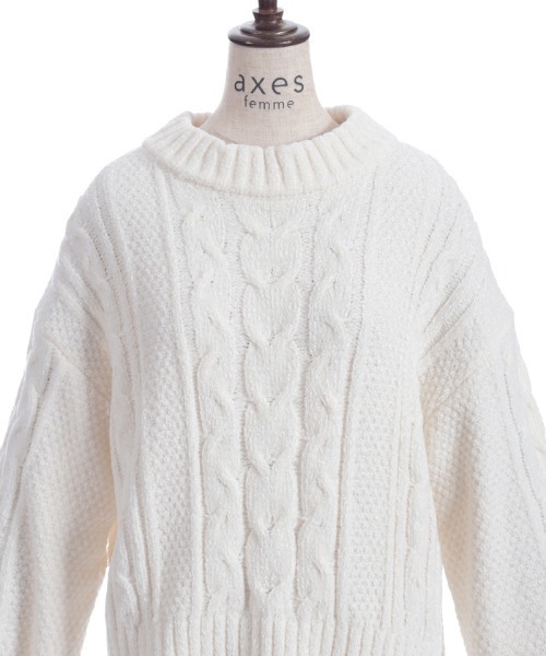 ☺︎　eニット　ホワイト セール】モールヤーンニット（ニット/セーター）｜axes femme