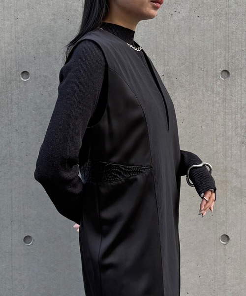 &g'aime(アンジェム)の「【&g'aime 】レースカットIラインワンピース Lace Cut I-Line Dress(ワンピース・レディース・チャコールグレー/ブラック・FREE)」の13枚目の写真