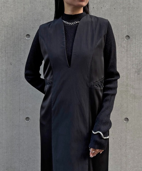 &g'aime(アンジェム)の「【&g'aime 】レースカットIラインワンピース Lace Cut I-Line Dress(ワンピース・レディース・チャコールグレー/ブラック・FREE)」の10枚目の写真