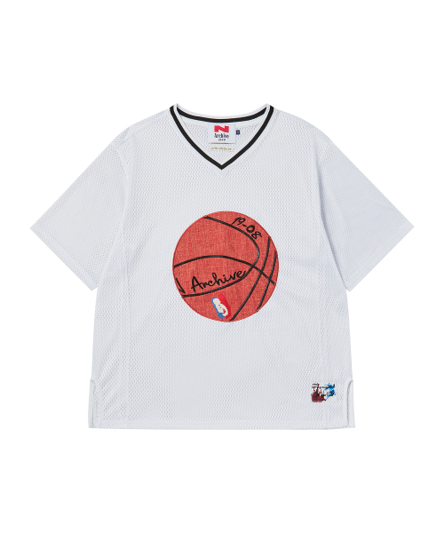 Beyond Closet（-）の「[COLLECTION LINE] ハンドメイドアートピースバスケットボールロゴメッシュジャージ半袖Tシャツホワイト（Tシャツ/カットソー・メンズ・その他・MEDIUM/LARGE）」の3枚目の写真