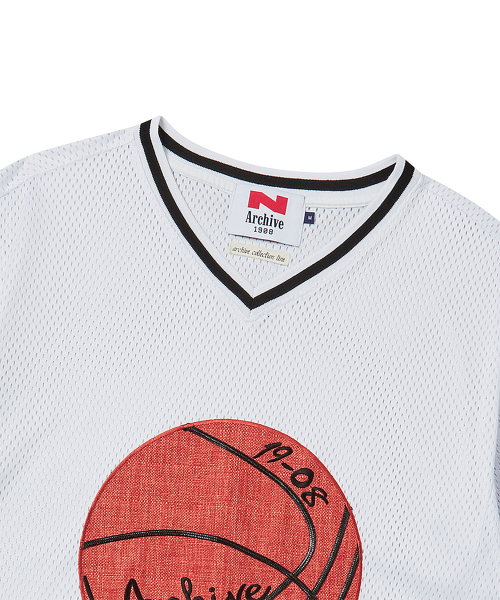 Beyond Closet（-）の「[COLLECTION LINE] ハンドメイドアートピースバスケットボールロゴメッシュジャージ半袖Tシャツホワイト（Tシャツ/カットソー・メンズ・その他・MEDIUM/LARGE）」の5枚目の写真