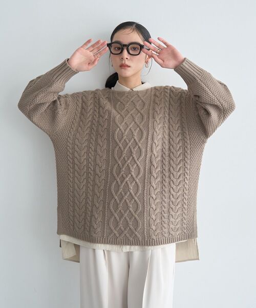 YECCA VECCA（イェッカヴェッカ）の「ケーブルニット（ニット/セーター・レディース・モカ/ネイビー/ブルー・FREE）」の20枚目の写真