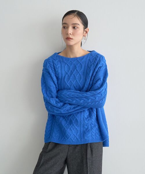 YECCA VECCA（イェッカヴェッカ）の「ケーブルニット（ニット/セーター・レディース・モカ/ネイビー/ブルー・FREE）」の21枚目の写真