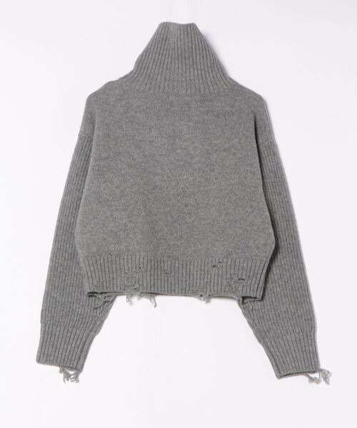 トップス knuth marf/buttoned high-neck knit/black buttoned high