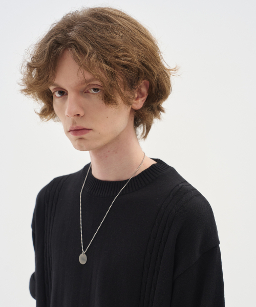 BLOND9(ブロンドナイン)の「ソフトケーブルラウンド半袖ニット_ブラック(ニット/セーター・メンズ・その他・MEDIUM/LARGE/X-LARGE)」の3枚目の写真