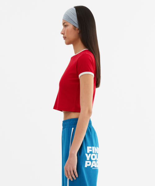 MENASOO(ミナス)の「MNS Span Crop T Shirt_Red(Tシャツ/カットソー・レディース・レッド・1/2)」の4枚目の写真