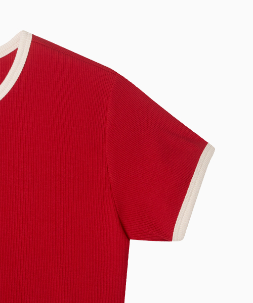 MENASOO(ミナス)の「MNS Span Crop T Shirt_Red(Tシャツ/カットソー・レディース・レッド・1/2)」の14枚目の写真