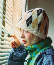 アーガイル ニット」に該当するニットキャップ/ビーニーファッション