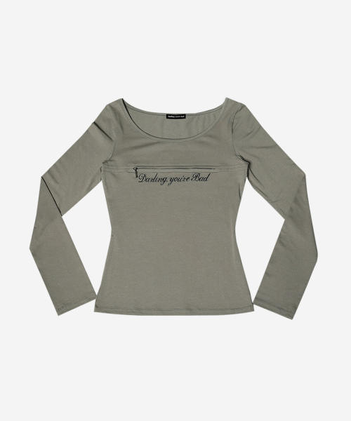 DARLING, YOU'RE BAD(ダーリンユーアーバッド)の「UNZIPPED LOGO T-SHIRT (Cursive ver.) #KHAKI(Tシャツ/カットソー・レディース・その他・FREE)」の2枚目の写真