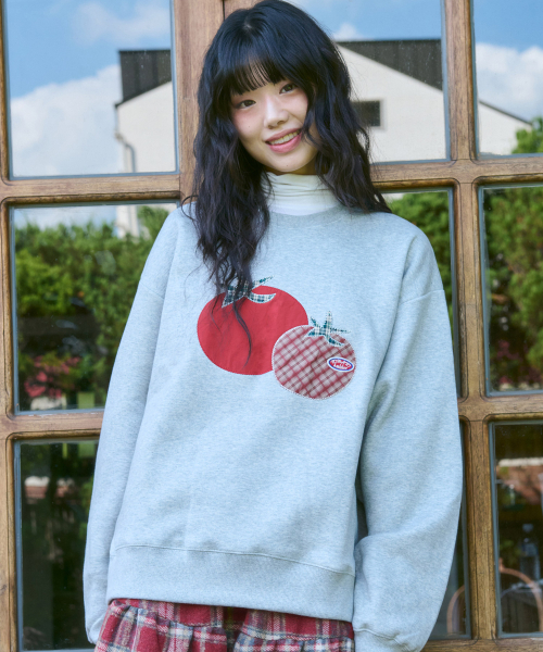 ambler(エムブラー)の「トマト アプリーケ刺繍 スウェットTシャツ AMM1319 (メランジ)(スウェット・レディース・その他・LARGE/MEDIUM/SMALL)」の1枚目の写真