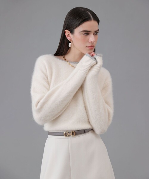 ANAYI（アナイ）の「ウールモヘヤタックガラVネック カーディガン  