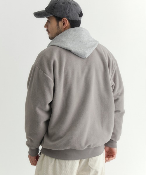 CAMP7(キャンプセブン)の「CAMP7(キャンプ7)【メンズ】フリースフルジップロゴブルゾン(ブルゾン・メンズ・オフホワイト/グレー/ブラック・S/M/L/XL)」の12枚目の写真