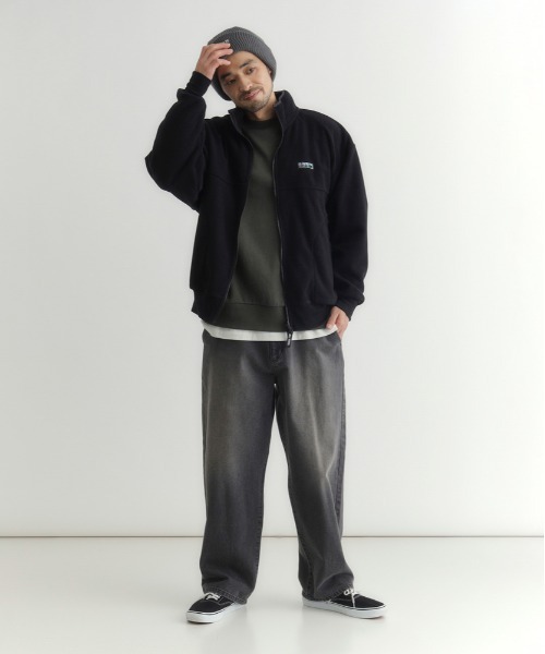 完売品コンパクトサイズフリースブルゾン CAMP7（キャンプセブン） 「CAMP7」フリース フルジップ ロゴブルゾン