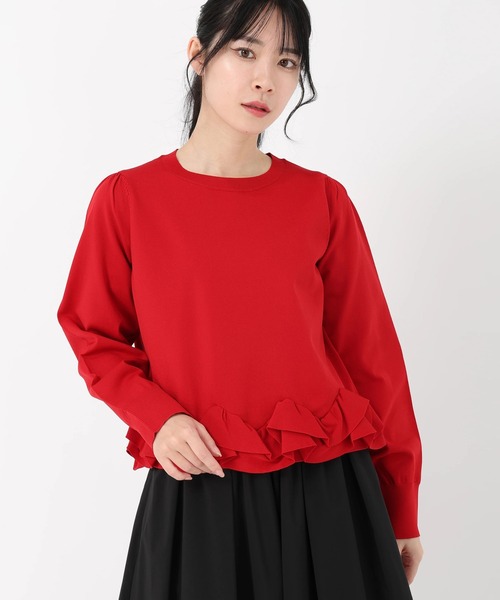 UNIVERVAL MUSE（ユニバーバル ミューズ）の「ポーツポリー_フリルヘムニット（ニット/セーター・レディース・ブラック・2）」の2枚目の写真