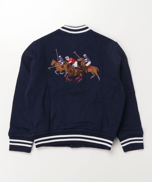 POLO RALPH LAUREN CHILDRENSWEAR(ポロ ラルフ ローレン チルドレンズウェア)の「トリプルポニー フリース ベースボール ジャケット(スタジャン・キッズ・ネイビー系1・3/4/6/7)」の4枚目の写真