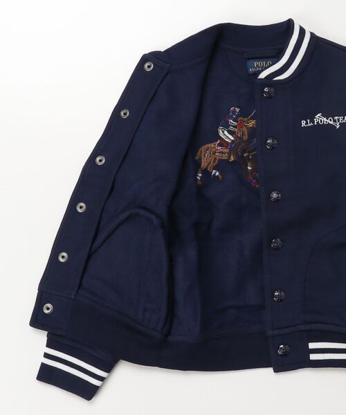 POLO RALPH LAUREN CHILDRENSWEAR(ポロ ラルフ ローレン チルドレンズウェア)の「トリプルポニー フリース ベースボール ジャケット(スタジャン・キッズ・ネイビー系1・3/4/6/7)」の5枚目の写真