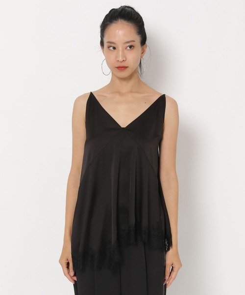 HEREIAM（ヘレイアム）の「【HEREIAM】シーズンレス/ドロストレースサテンキャミ（キャミソール・レディース・ブラック/ナチュラル・FREE）」の4枚目の写真