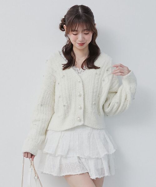 MAJESTIC LEGON（マジェスティックレゴン）の「キラふわシアーミニスカパン（スカート・レディース・ブラック/オフホワイト/アイボリー・MEDIUM）」の2枚目の写真