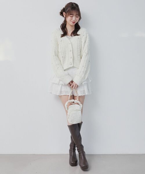 MAJESTIC LEGON（マジェスティックレゴン）の「キラふわシアーミニスカパン（スカート・レディース・ブラック/オフホワイト/アイボリー・MEDIUM）」の4枚目の写真