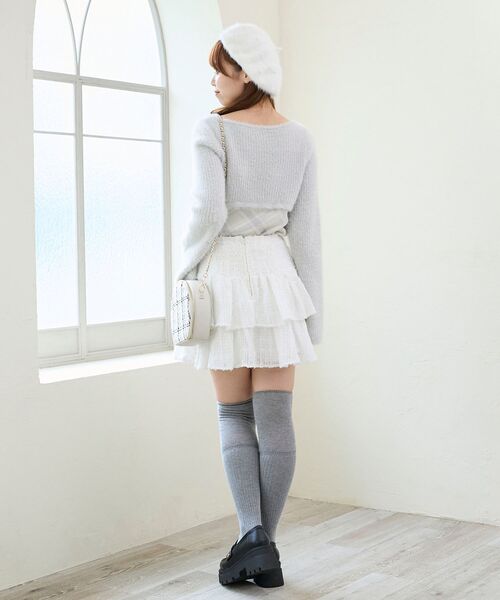 MAJESTIC LEGON（マジェスティックレゴン）の「キラふわシアーミニスカパン（スカート・レディース・ブラック/オフホワイト/アイボリー・MEDIUM）」の8枚目の写真