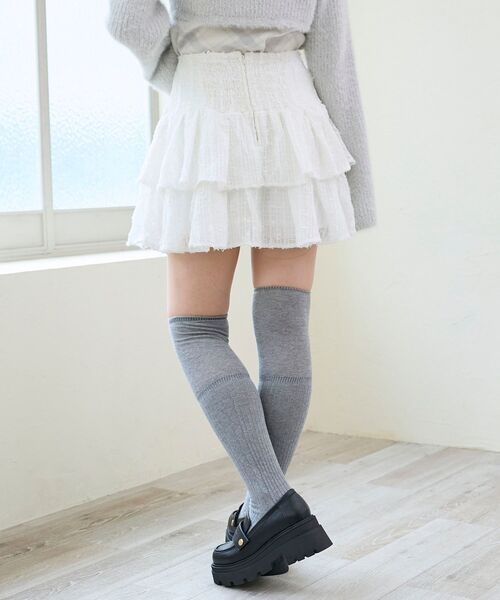 MAJESTIC LEGON（マジェスティックレゴン）の「キラふわシアーミニスカパン（スカート・レディース・ブラック/オフホワイト/アイボリー・MEDIUM）」の11枚目の写真