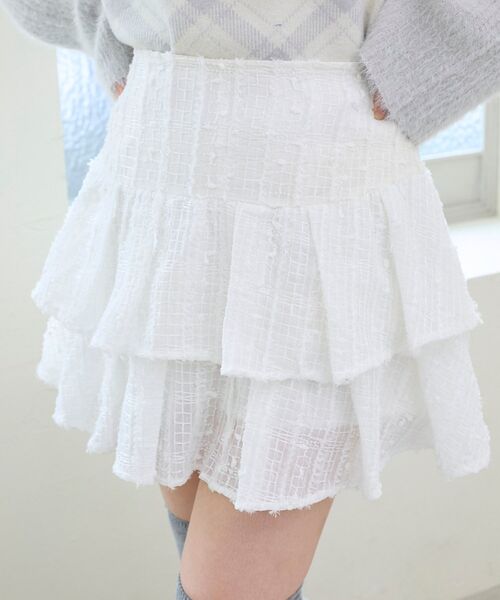 MAJESTIC LEGON（マジェスティックレゴン）の「キラふわシアーミニスカパン（スカート・レディース・ブラック/オフホワイト/アイボリー・MEDIUM）」の12枚目の写真