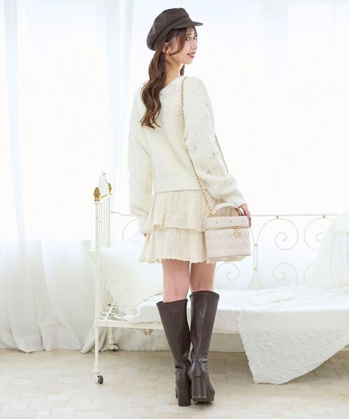 MAJESTIC LEGON（マジェスティックレゴン）の「キラふわシアーミニスカパン（スカート・レディース・ブラック/オフホワイト/アイボリー・MEDIUM）」の16枚目の写真