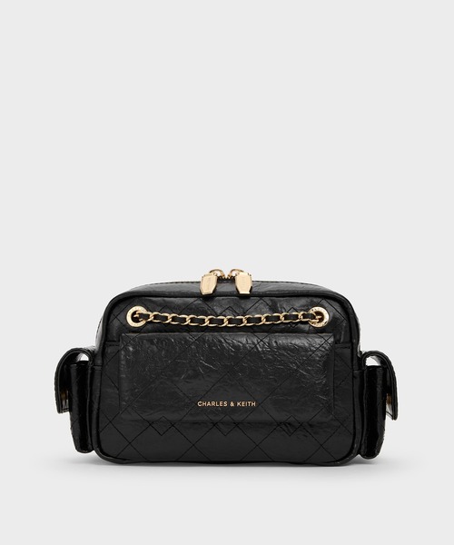 CHARLES & KEITH(チャールズ & キース)の「Duo ドゥオ キルトクロスボディーバッグ(ショルダーバッグ・レディース・ミント/ピンク系その他3/ライトイエロー/ブラック・S)」の22枚目の写真
