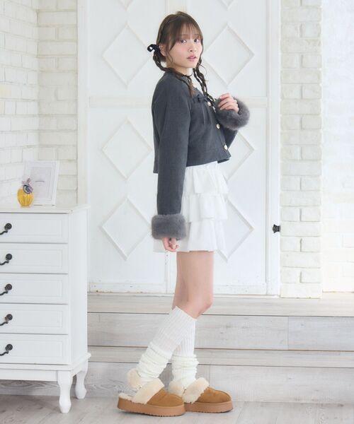 ems excite（エムズエキサイト）の「ファー付中綿リボンJK（ノーカラージャケット・レディース・グレー系その他/ブラック・FREE）」の15枚目の写真