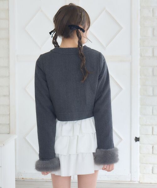 ems excite（エムズエキサイト）の「ファー付中綿リボンJK（ノーカラージャケット・レディース・グレー系その他/ブラック・FREE）」の21枚目の写真