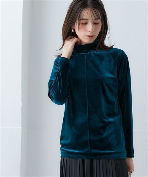 nissen(ニッセン)の「ふわふわベロアセンターラインハイネックプルオーバー<大きいサイズ有>(Tシャツ/カットソー・レディース・ベージュ/ブルーグレー/ダークグリーン/ライトピンク・LL/L/M/S/3L)」の13枚目の写真