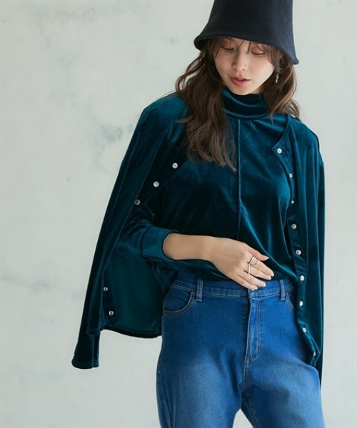 nissen(ニッセン)の「ふわふわベロアセンターラインハイネックプルオーバー<大きいサイズ有>(Tシャツ/カットソー・レディース・ベージュ/ブルーグレー/ダークグリーン/ライトピンク・LL/L/M/S/3L)」の18枚目の写真