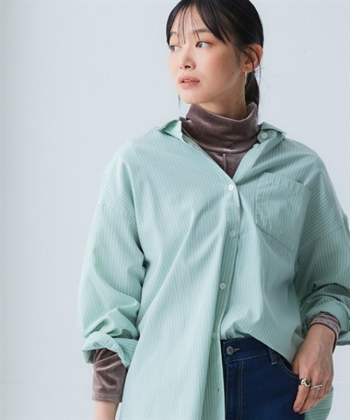 nissen(ニッセン)の「ふわふわベロアセンターラインハイネックプルオーバー<大きいサイズ有>(Tシャツ/カットソー・レディース・ベージュ/ブルーグレー/ダークグリーン/ライトピンク・LL/L/M/S/3L)」の22枚目の写真