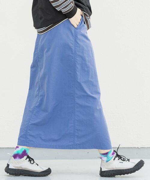 EKAL(エカル)の「『UR TECH』ナイロンタッサ-ラップ風スカート(スカート・レディース・ネイビー/ベージュ/イエロー/ライトブルー・ONE)」の2枚目の写真