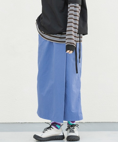 EKAL（エカル）の「『UR TECH』ナイロンタッサ－ラップ風スカート（スカート・レディース・ネイビー/ベージュ/イエロー/ライトブルー・ONE）」の13枚目の写真