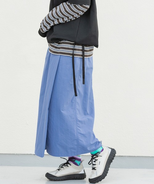 EKAL（エカル）の「『UR TECH』ナイロンタッサ－ラップ風スカート（スカート・レディース・ネイビー/ベージュ/イエロー/ライトブルー・ONE）」の14枚目の写真