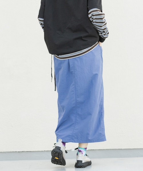 EKAL（エカル）の「『UR TECH』ナイロンタッサ－ラップ風スカート（スカート・レディース・ネイビー/ベージュ/イエロー/ライトブルー・ONE）」の15枚目の写真