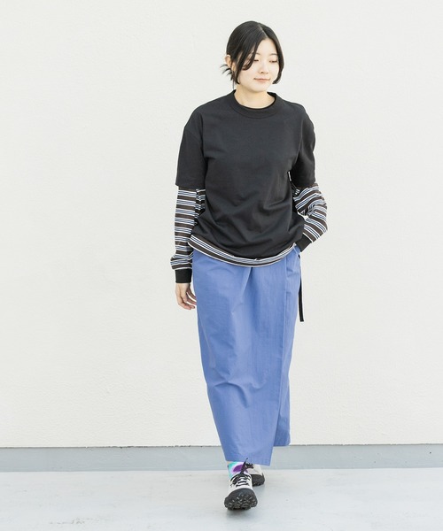 EKAL（エカル）の「『UR TECH』ナイロンタッサ－ラップ風スカート（スカート・レディース・ネイビー/ベージュ/イエロー/ライトブルー・ONE）」の17枚目の写真