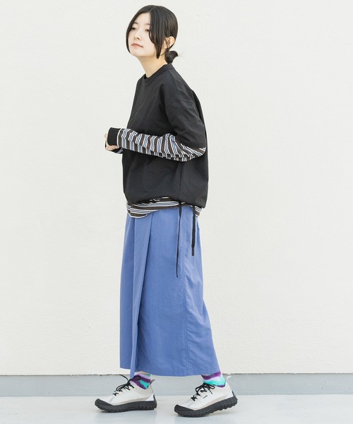 EKAL（エカル）の「『UR TECH』ナイロンタッサ－ラップ風スカート（スカート・レディース・ネイビー/ベージュ/イエロー/ライトブルー・ONE）」の18枚目の写真