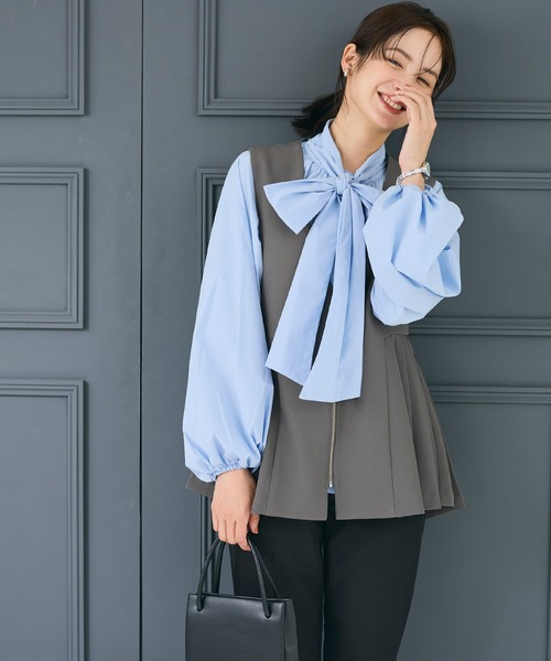 coca（coca）（コカ）の「タックペプラムベスト| セレモニー オフィス ママスーツ フォーマルウェア 卒業式（ベスト・レディース・ブラック/チャコール・M/L）」の4枚目の写真