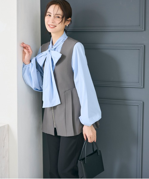 coca（coca）（コカ）の「タックペプラムベスト| セレモニー オフィス ママスーツ フォーマルウェア 卒業式（ベスト・レディース・ブラック/チャコール・M/L）」の6枚目の写真