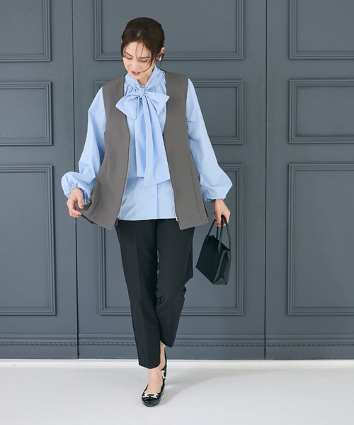 coca（coca）（コカ）の「タックペプラムベスト| セレモニー オフィス ママスーツ フォーマルウェア 卒業式（ベスト・レディース・ブラック/チャコール・M/L）」の7枚目の写真