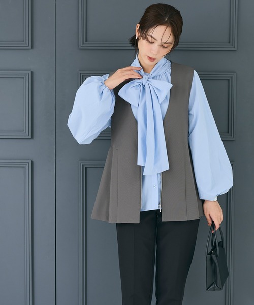 coca（coca）（コカ）の「タックペプラムベスト| セレモニー オフィス ママスーツ フォーマルウェア 卒業式（ベスト・レディース・ブラック/チャコール・M/L）」の8枚目の写真