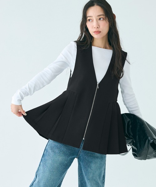 coca（coca）（コカ）の「タックペプラムベスト| セレモニー オフィス ママスーツ フォーマルウェア 卒業式（ベスト・レディース・ブラック/チャコール・M/L）」の9枚目の写真