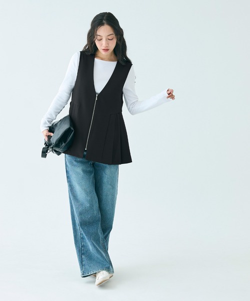 coca（coca）（コカ）の「タックペプラムベスト| セレモニー オフィス ママスーツ フォーマルウェア 卒業式（ベスト・レディース・ブラック/チャコール・M/L）」の10枚目の写真